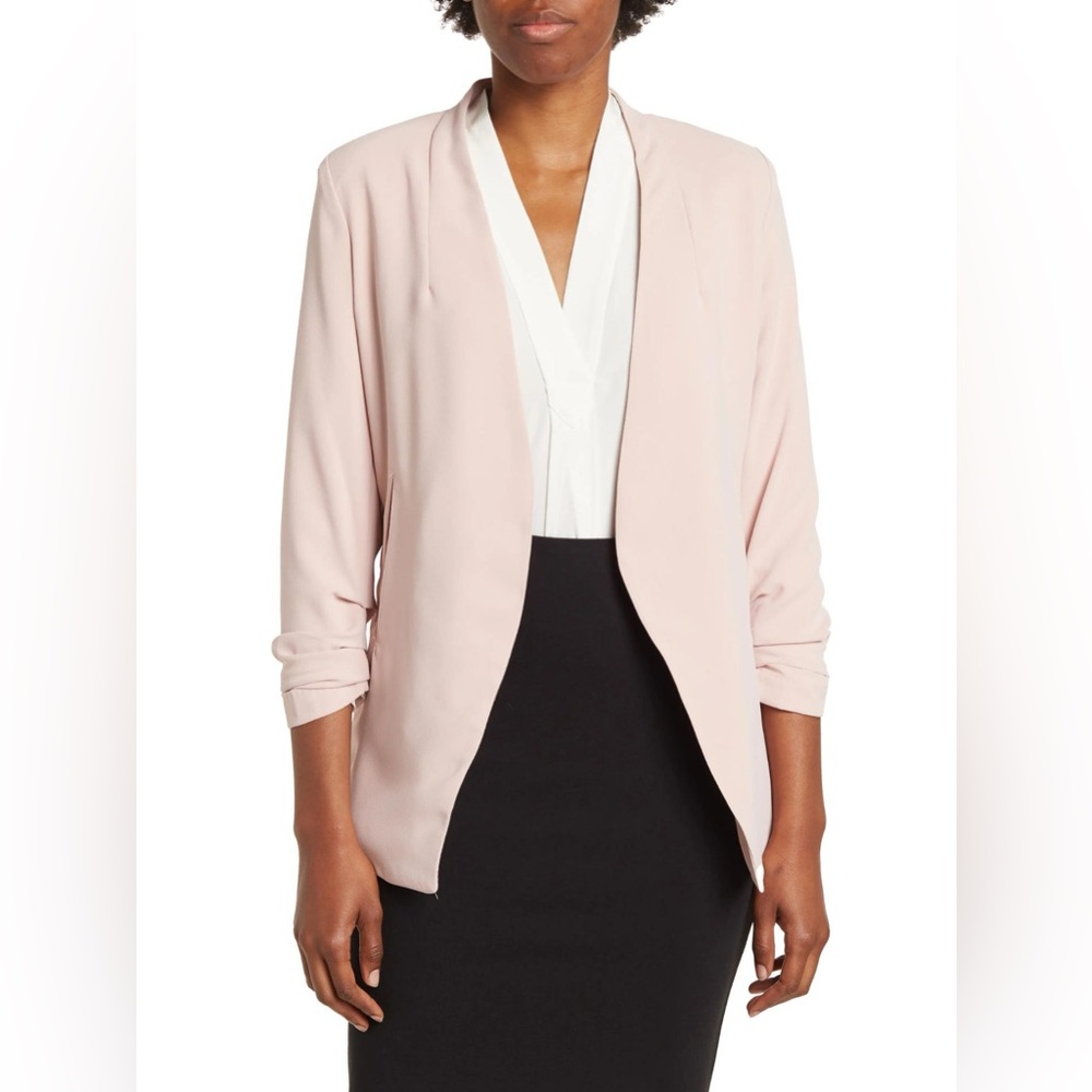 Tahari Women's Light Pink Open-Front Blazer